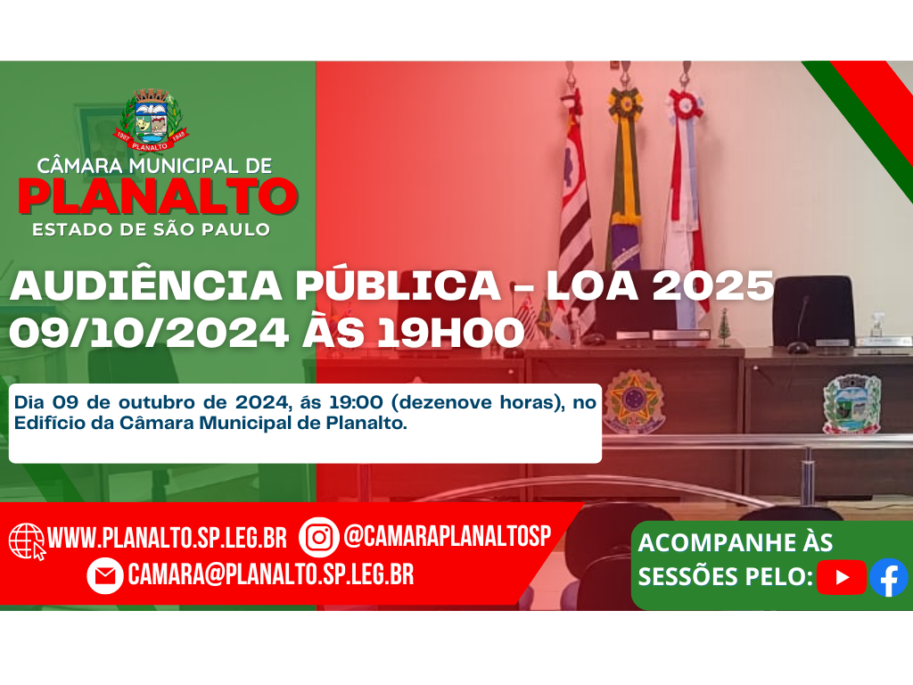 Audiência Pública - LOA 2025 09/10/2024 ÀS 19H00